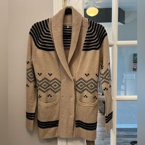 Gerard Darel Beige and Black Geometric Cardigan merino wool and Yak